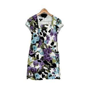 AGB Women's Midi Dress Size 10P Floral Sleeveless Square Neck 90s Cocktail Cute